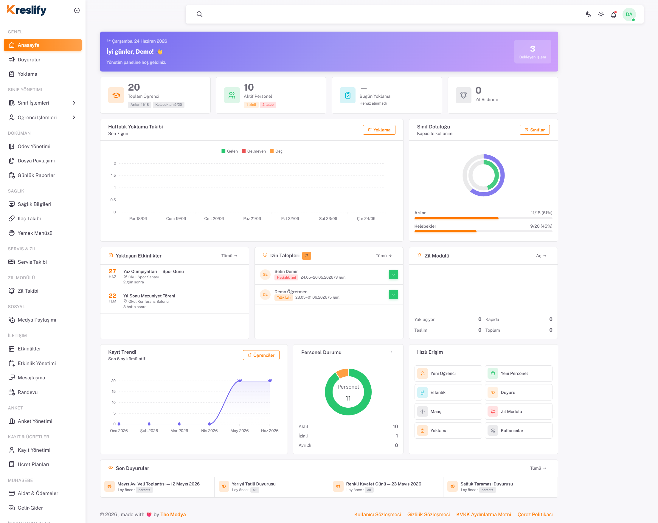 Kreslify | Mobil + Web Kreş Yönetim Platformu
